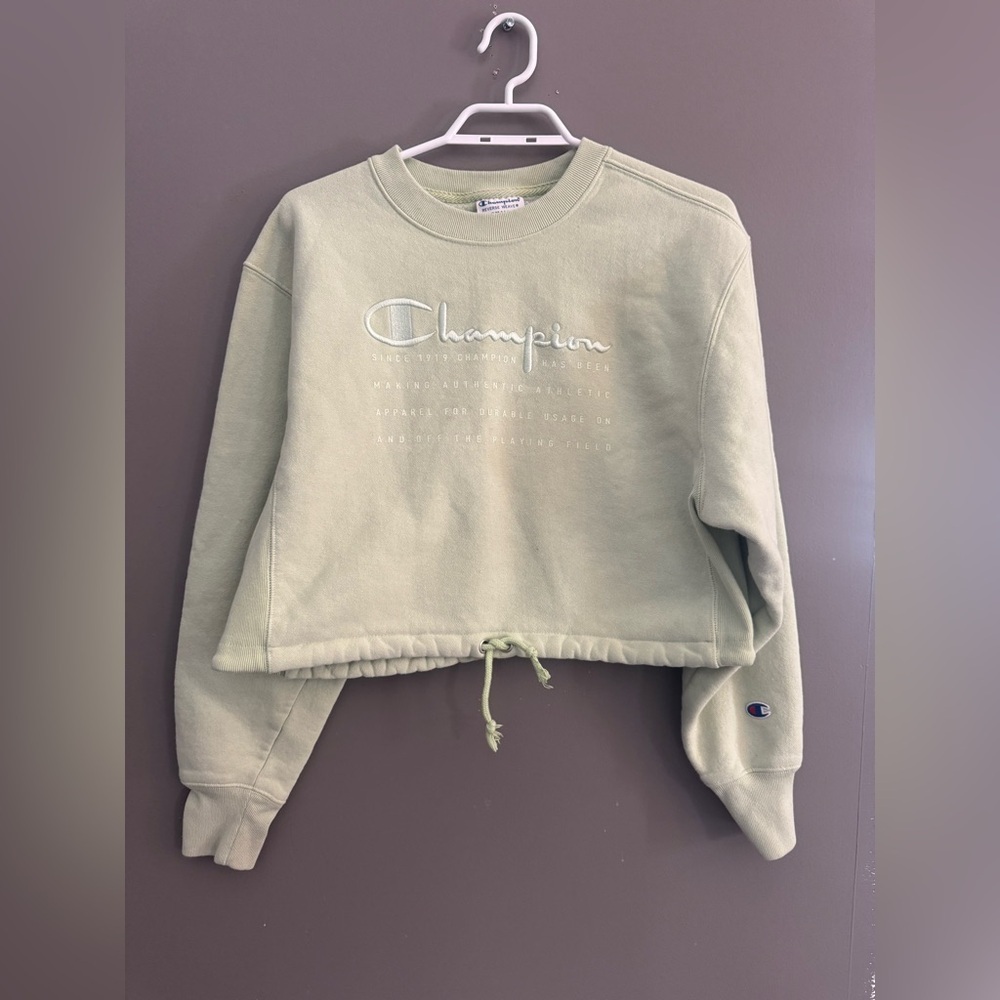 Champion Women's Light Green Drawstring Sweatshirt
